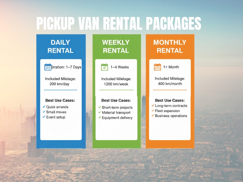 pickup truck rental packages comparison infographic