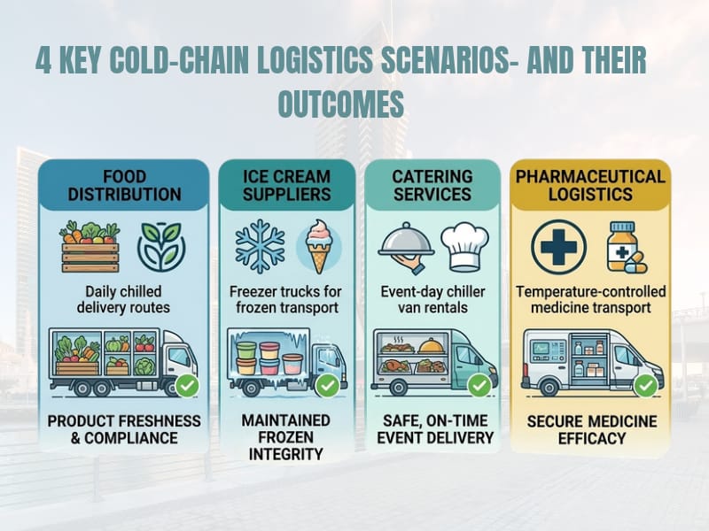  infographic showing 4 cold-chain logistics scenarios 