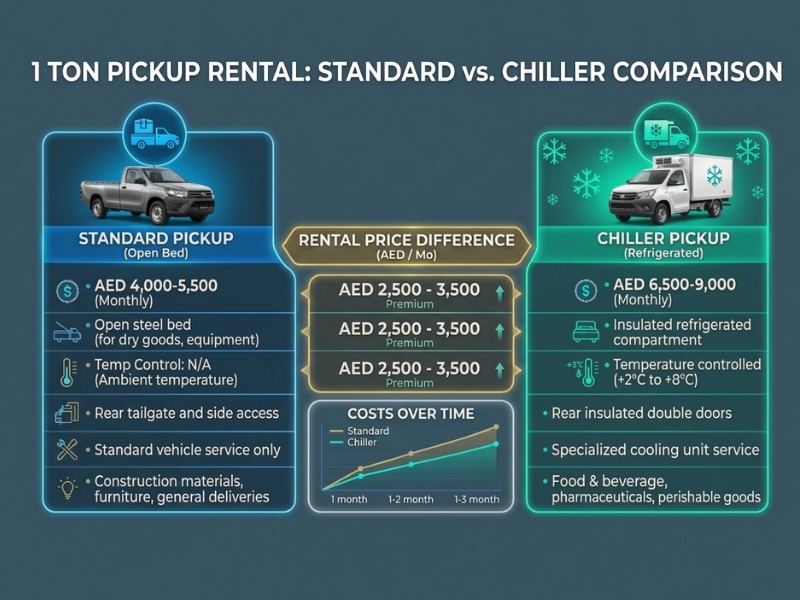 pickup vs chiller rental price difference UAE