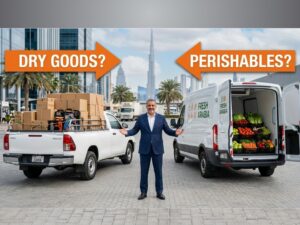 Business owner deciding between a 1-ton pickup truck for rent